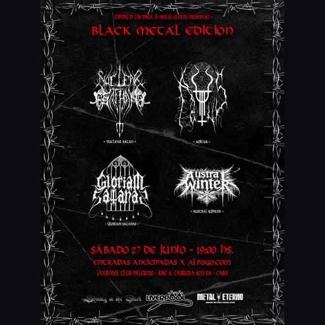 Flyer de Nuclear Satán, Gloriam Satanás, Aditus, Austral Winter